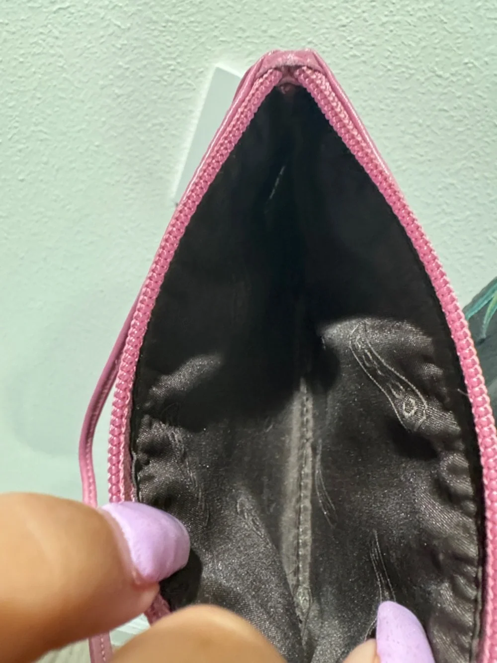 Rare Coach Pink Rose Appliqué Wristlet with Cream Stripe